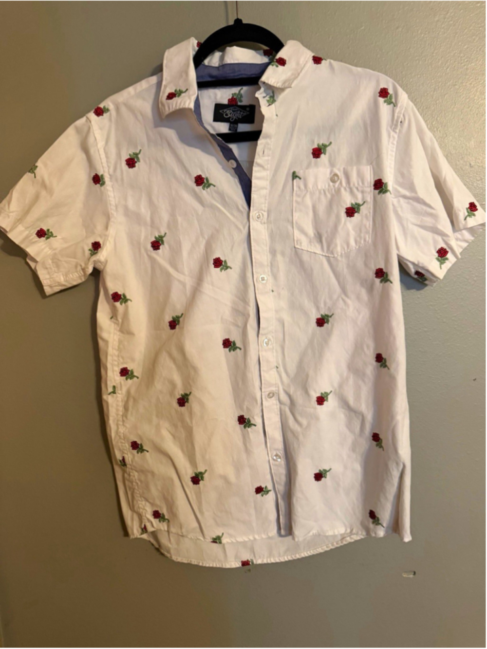 Eighty Eight Boys 18/20 Rose Embroidered Button Up Shirt White Floral